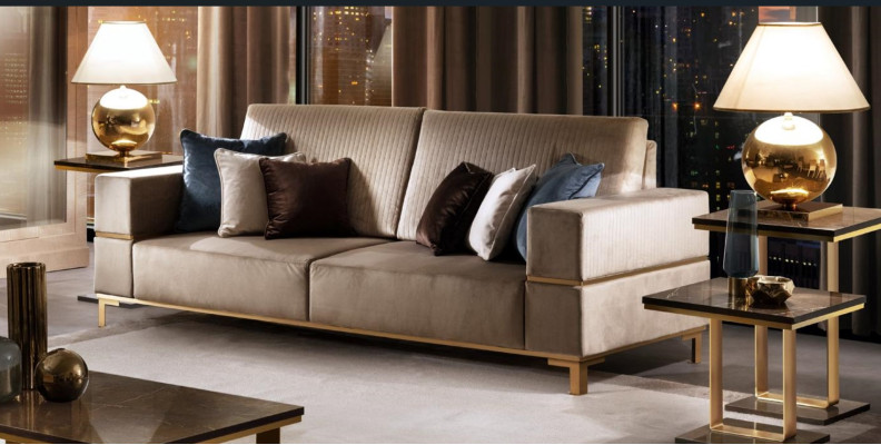 Sofa Three Seater Classic Couch Upholstery 3 Seater Textile Couches Fabric new