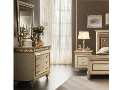Mirror Chest of drawers Wardrobe Chests of drawers Bedroom Set Wood Classic r Style 2pcs.
