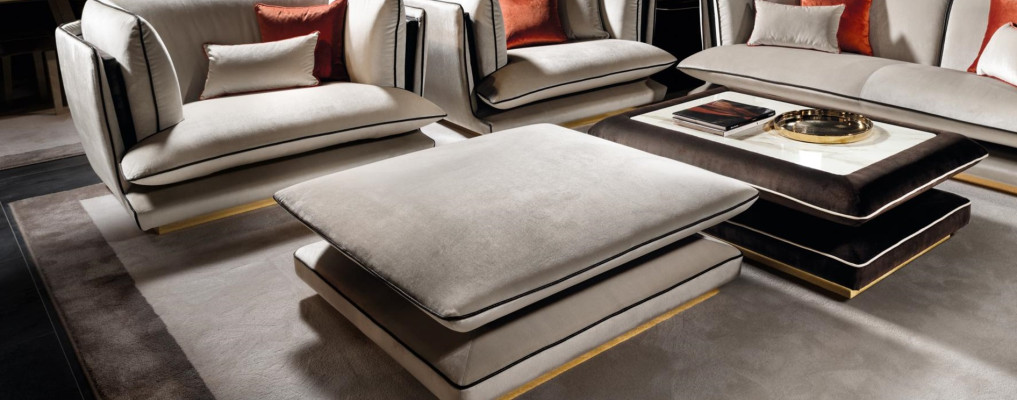 Lounge Stool Club Footstool Ottoman Pufa Textile Ottoman Designer arredoclassic