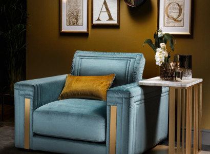 Armchair Club Lounge Design Lehn Chair Upholstery Sofa TV Blue arredoclassic