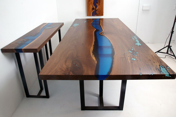 Dining table River Table Real Wood Solid Epoxy resin Tables 260x100 new