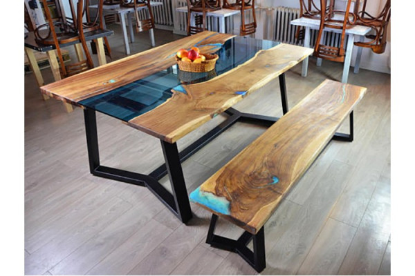 Design Table Stool Dining table Kitchen table Living room Tables Benches Solid 2-piece new