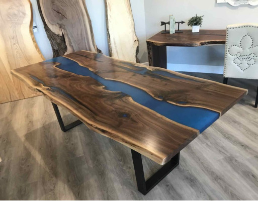 Table Dining table Tables epoxy resin epoxy real Wood solid design Furniture 240x100