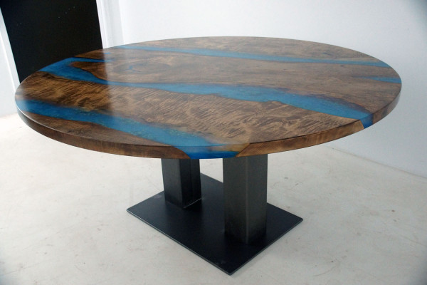 Round Dining table River Table Real Wood River Table 150cm Tables Epoxy resin