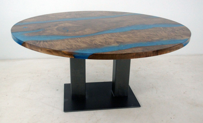 Round Dining table River Table Real Wood River Table 150cm Tables Epoxy resin