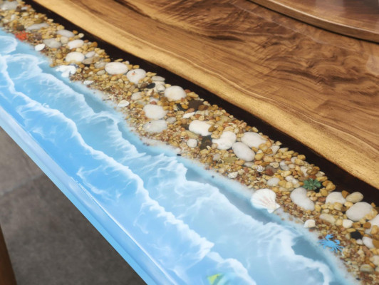 Epoxy resin Dining table real decorative Wood solid Furniture waterfall epoxy Table