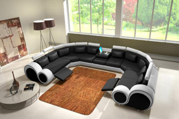 Leather sofa Upholstery Couch Living landscape Leather Textile Sofa XXL Corner sofa