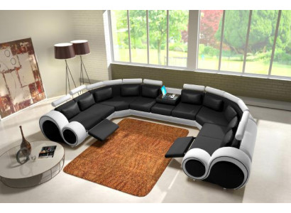 Leather sofa Upholstery Couch Living landscape Leather Textile Sofa XXL Corner sofa