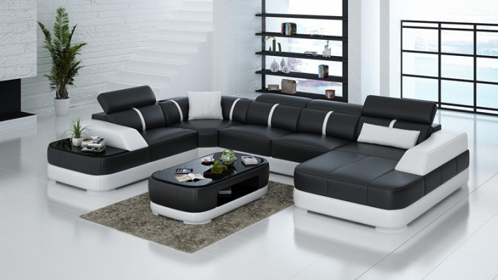 Design Eck Couch Seat Leather Upholstery Corner Suite Living landscape Sofas new Sofa