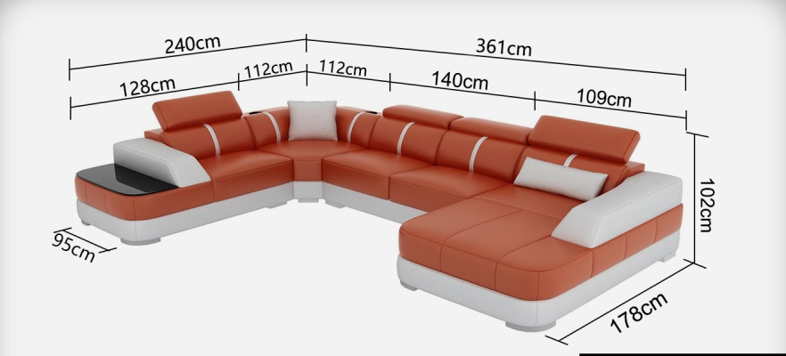 Design Eck Couch Seat Leather Upholstery Corner Suite Living landscape Sofas new Sofa