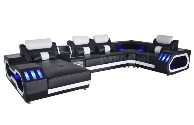 Leather Sofa Couch Living landscape Suite Design Modern Sofa U-shape Sofa with USB