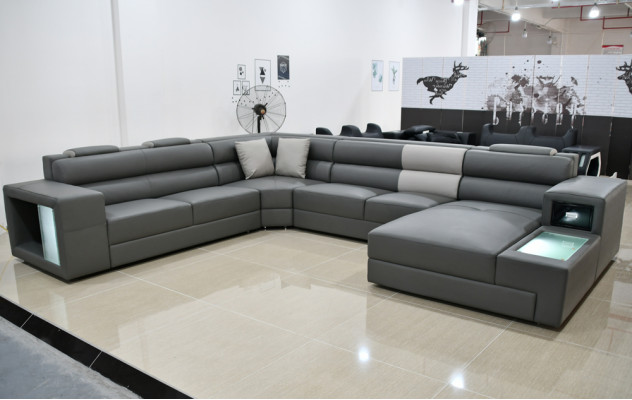 Living landscape Design Modern Leather Sofas Gray new Sofa U-shape Fabric Sofa Couch
