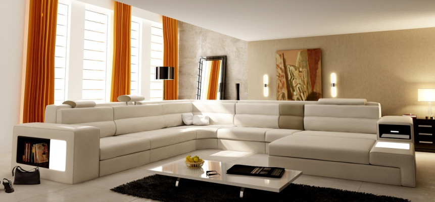 Leather sofa Couch Living landscape Corner sofa Corner Suite Design Modern Sofa new B2006