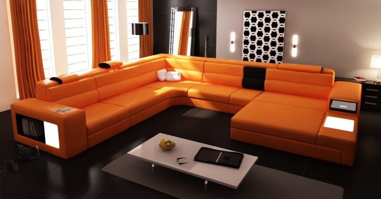 Leather sofa Couch Living landscape Corner sofa Corner Suite Design Modern Sofa new B2006