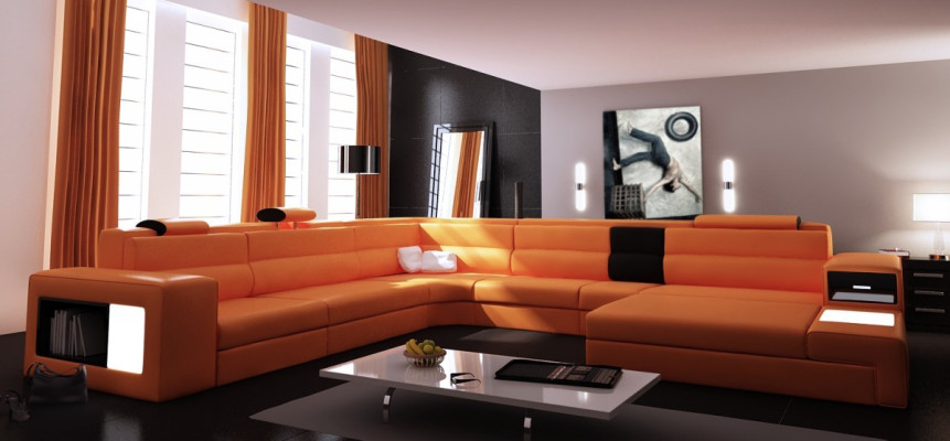 Leather sofa Couch Living landscape Corner sofa Corner Suite Design Modern Sofa new B2006