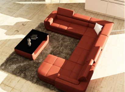 exclusive s U-shape designer sofa luxury and elegance with real wood frame