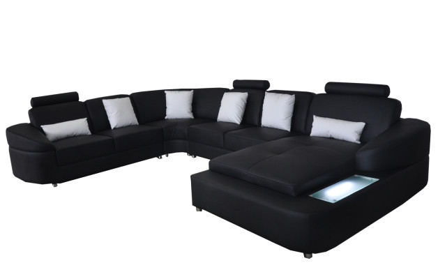 Leather Sofa with USB Couch Living landscape Corner Suite Design Modern Sofas U-shape