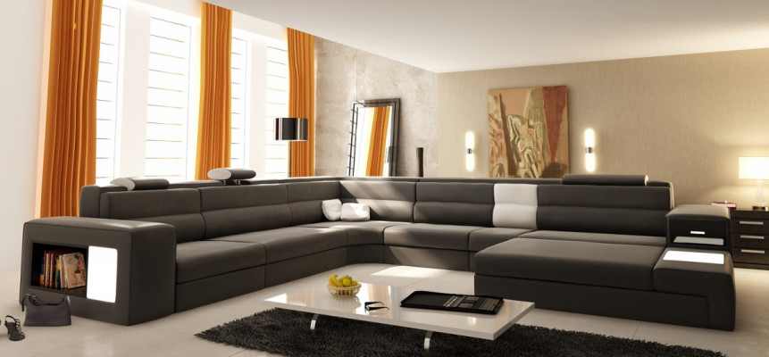 Couch Set Corner Seating Area Leather Modern Sofa Couch Upholstery Living landscape USB