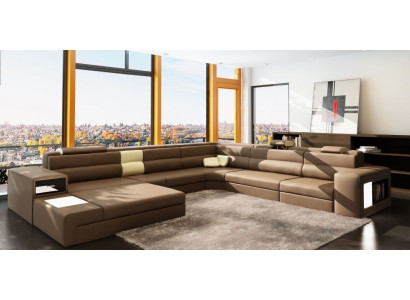 Leather sofa Couch Living landscape Corner sofa Armchair Set Suite Modern Sofa