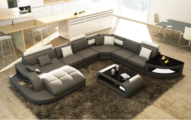 Multifunction XXL Big Leather Sofa Sofa Couch Corner Living landscape Corner sofa Upholstery