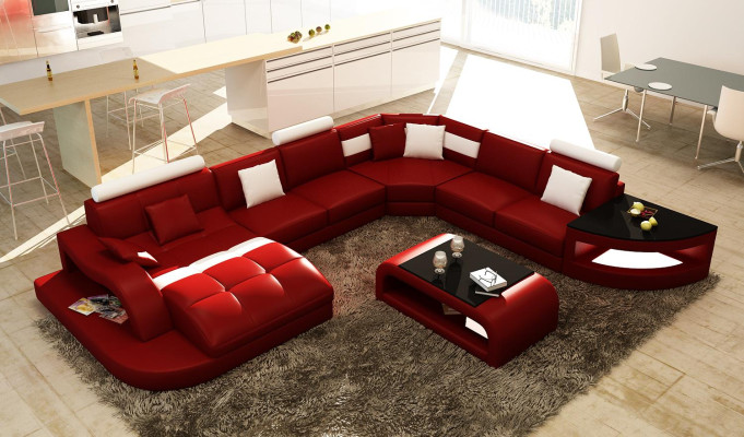 Multifunction XXL Big Leather Sofa Sofa Couch Corner Living landscape Corner sofa Upholstery