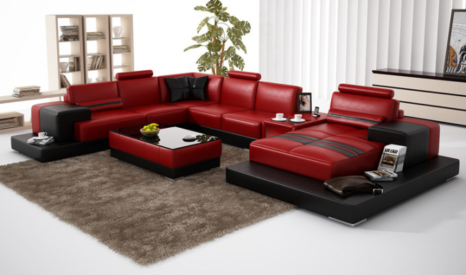 Leather sofa couch living landscape corner sofa corner suite decor design modern