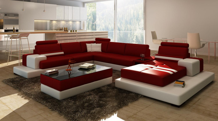 Living landscape Couch Upholstery Corner Suite Leather Sofa Big Sofa Corner sofa new 2725A