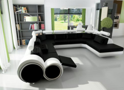 Leather sofa sofa with USB couch corner seat upholstery suite living landscape U-shape XXL