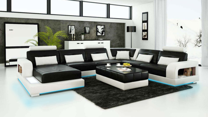 Sofa Corner sofa Design Living landscape with Shelf Upholstery Seat Suite Leather sofa USB