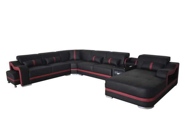 Leather Couch Upholstery Suite Seat Design Modern Corner Sofa with USB Living landscape