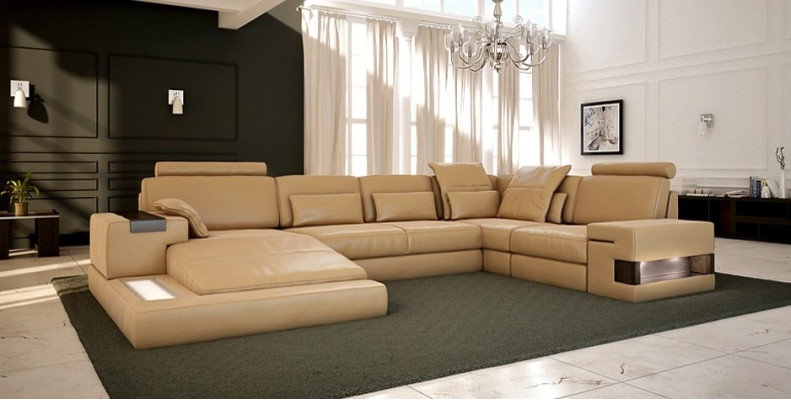 Living landscape Upholstery Couch Suite Big Sofa Bellini Design Leather Sofa with USB