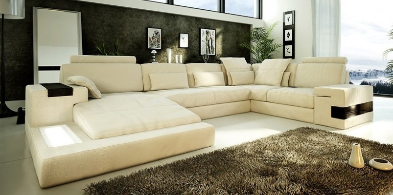 Living landscape Upholstery Couch Suite Big Sofa Bellini Design Leather Sofa with USB