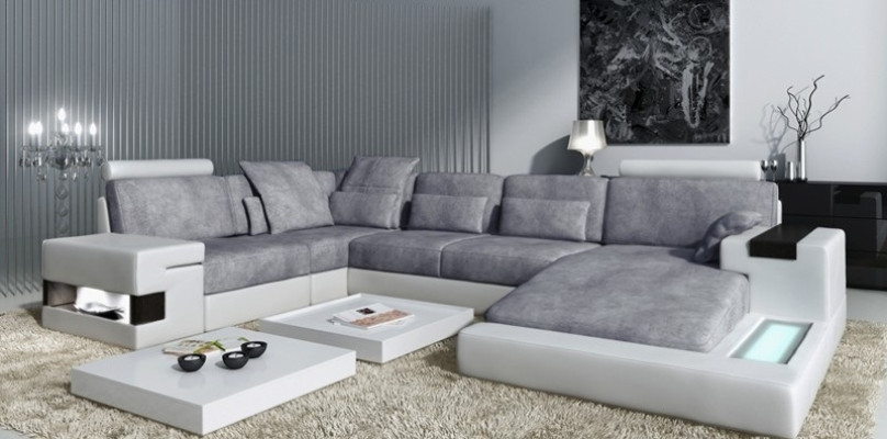 Living landscape Upholstery Couch Suite Big Sofa Bellini Design Leather Sofa with USB