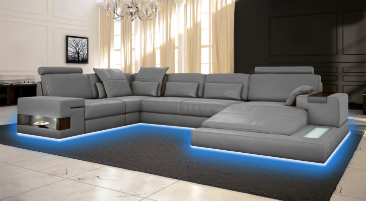 Big Sofa Living landscape Leather Sofa Upholstery Seat Corner Couch Suite Sofas with USB