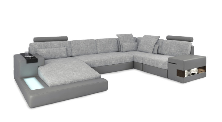 Leather U-shape Living landscape Upholstery Corner sofa Couch with USB Leather Sofa Corner sofa