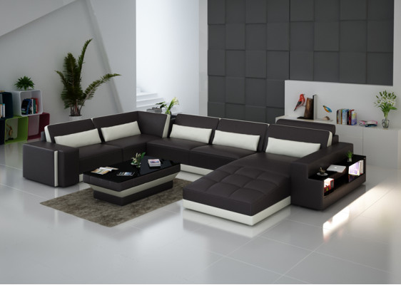 Leather sofa Couch Living landscape Corner sofa Corner Suite Design Modern Sofa G8019