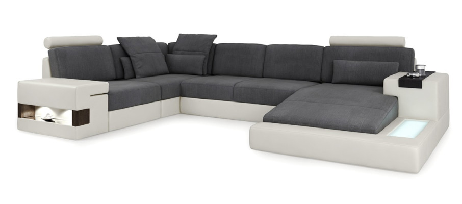 Design sofa living area corner sofa sofa couch U-shape leather textile new Bellini grey