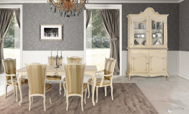 Table Set Suite Dining table 6 Chairs Luxury Style Furniture 8-piece Chair Group Display case