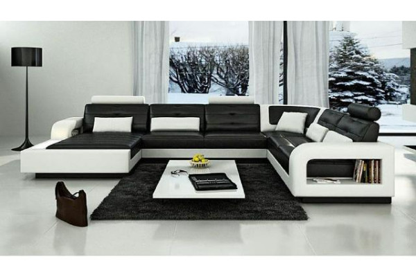 Corner sofa Sofa Couch Upholstery Living landscape Leather Corner Sofas Suite U-shape H2209
