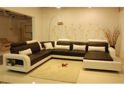 Corner sofa Upholstery Couch Sofa Living landscape Seat Corner Suite Leather Textile H2209