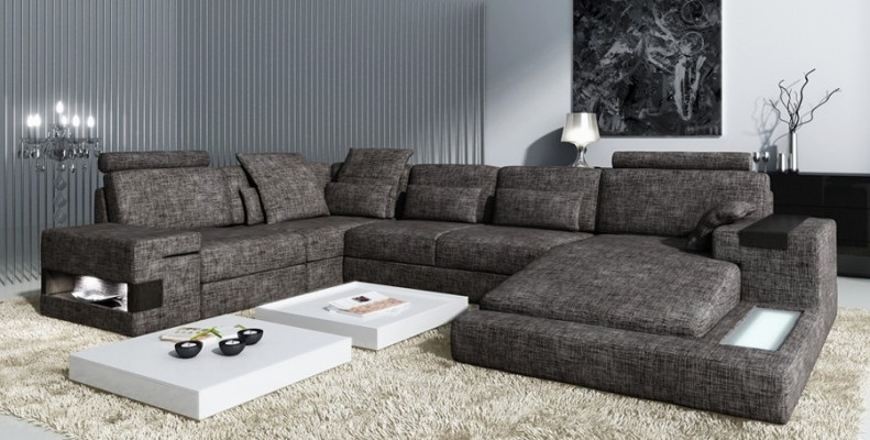 Leather sofa Upholstery Corner sofa Suite Living landscape Leather sofa Design Couch new