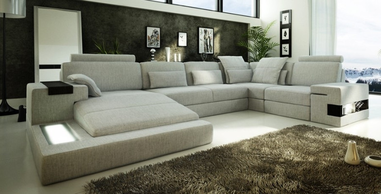 Leather sofa Upholstery Corner sofa Suite Living landscape Leather sofa Design Couch new