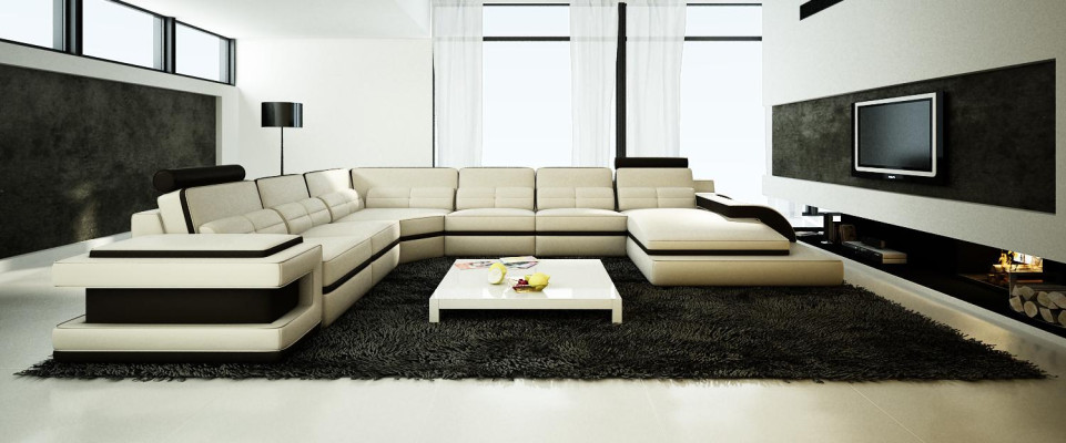 Living landscape Couch Upholstery Corner Suite Designer Leather Sofa + USB Sofa WetzlarD