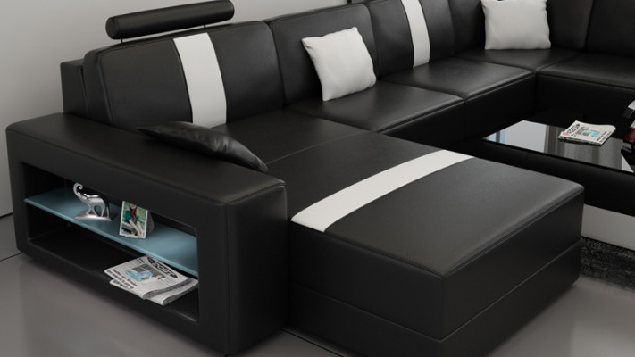 Leather sofa U-shape Couch Living landscape Corner sofa Suite Design Modern Sofa K5010