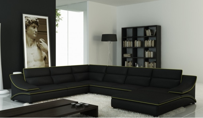 Corner sofa with USB Leather sofa Living landscape Couch Seat Corner Suite U-shape EltmannG