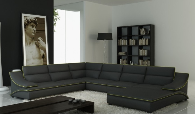 Corner sofa USB Leather sofa Living landscape Couch Seat Corner Suite U-shape EltmannS new