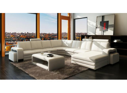 XXL leather sofa with USB leather couch Living landscape Corner sofa new Suite Sofa FRANCO