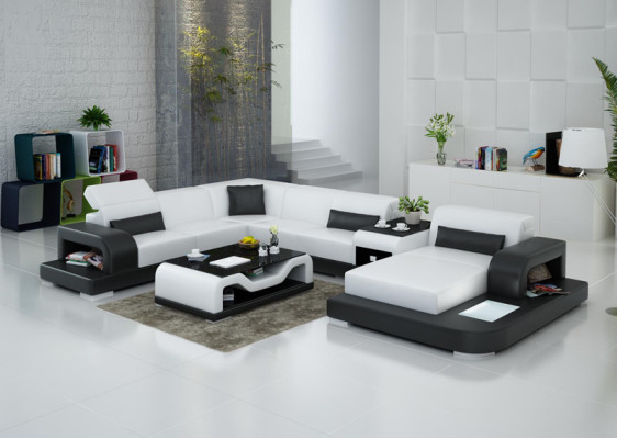 Corner sofa Sofa + USB Upholstery Living landscape Upholstered corner Designer sofa Leather sofa new
