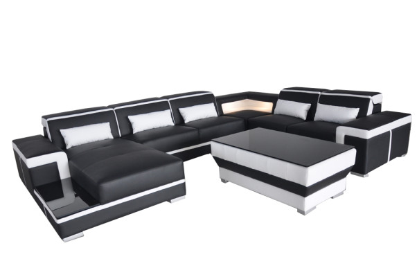 Leather sofa USB Living landscape Corner sofa Corner Suite Design Modern Sofa Couch new
