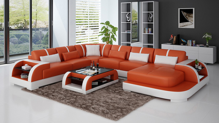 Modern leather sofa couch living landscape design corner sofa corner suite sofa light USB